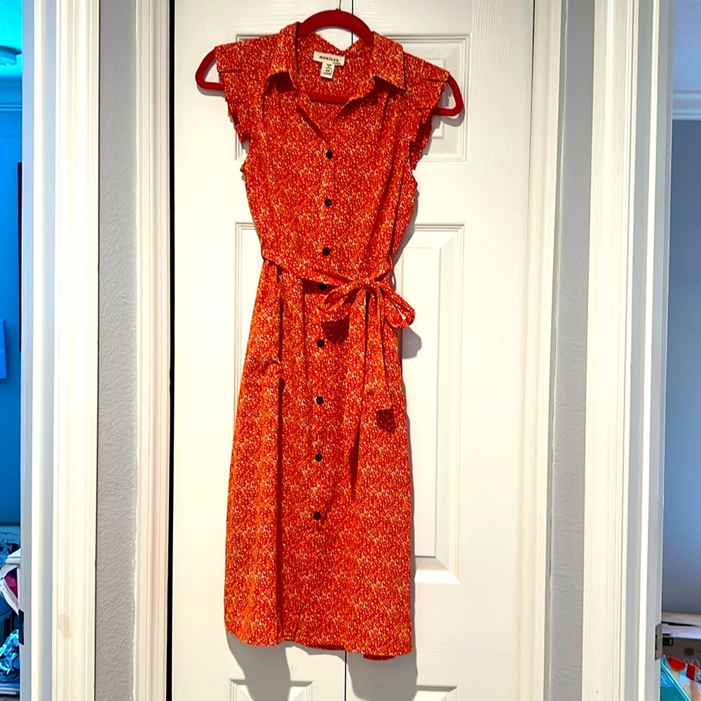 Monteau Midi Length Dress Orange Floral size XS